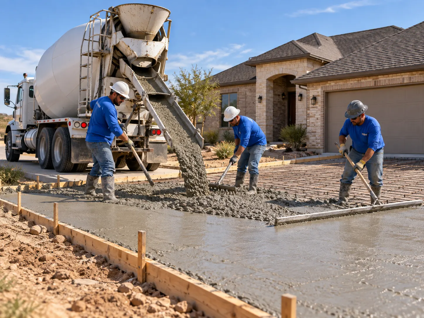 Affordable Concrete Contractor Abilene TX crew pouring a residential driveway